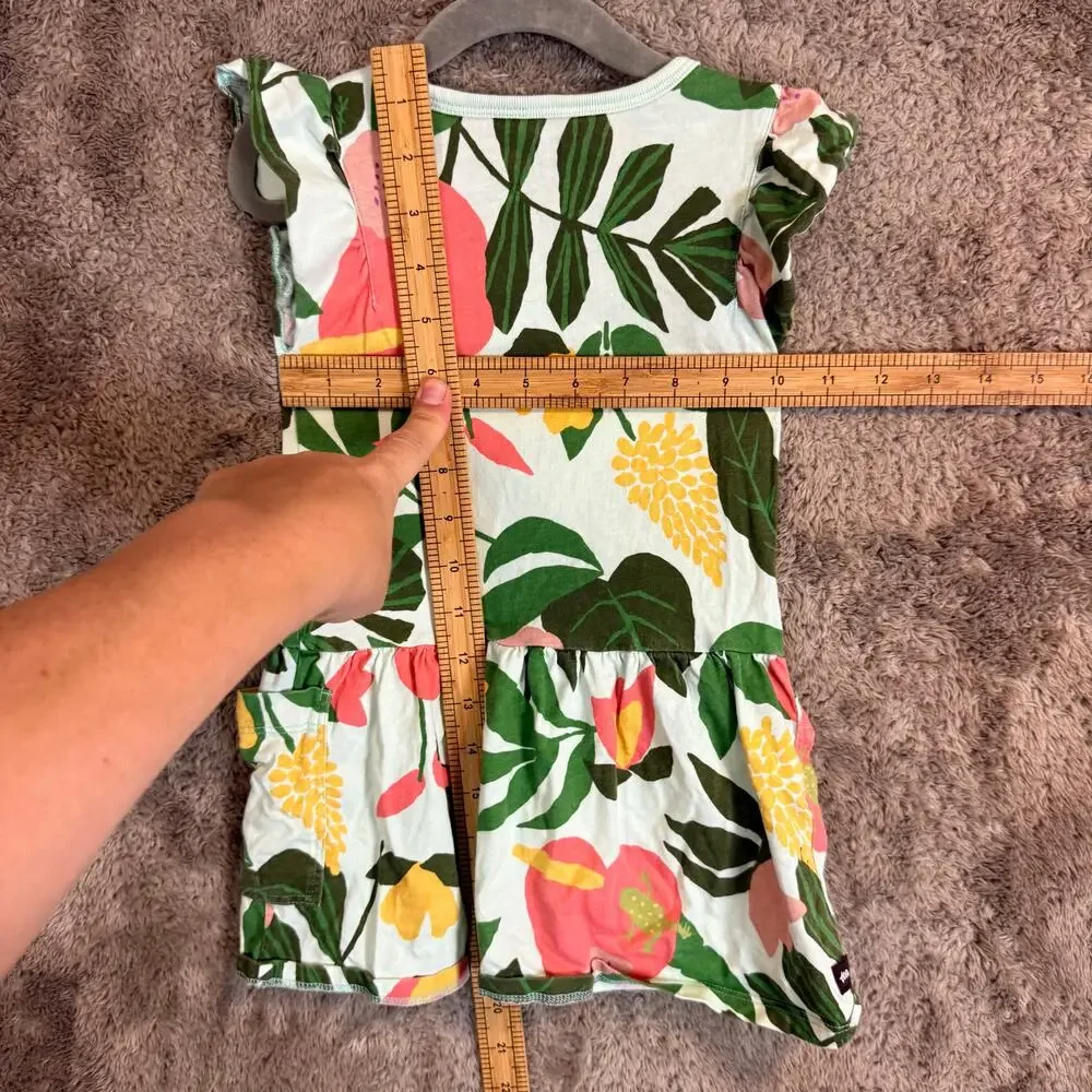 Tea Collection Flutter Sleeve Pocket Dress Floral Tropical Girls 3 3T